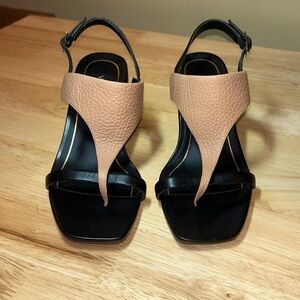 Vionic Alondra Black Tan Heels Dress Leather Sandals Women’s Size 7.5 Strappy